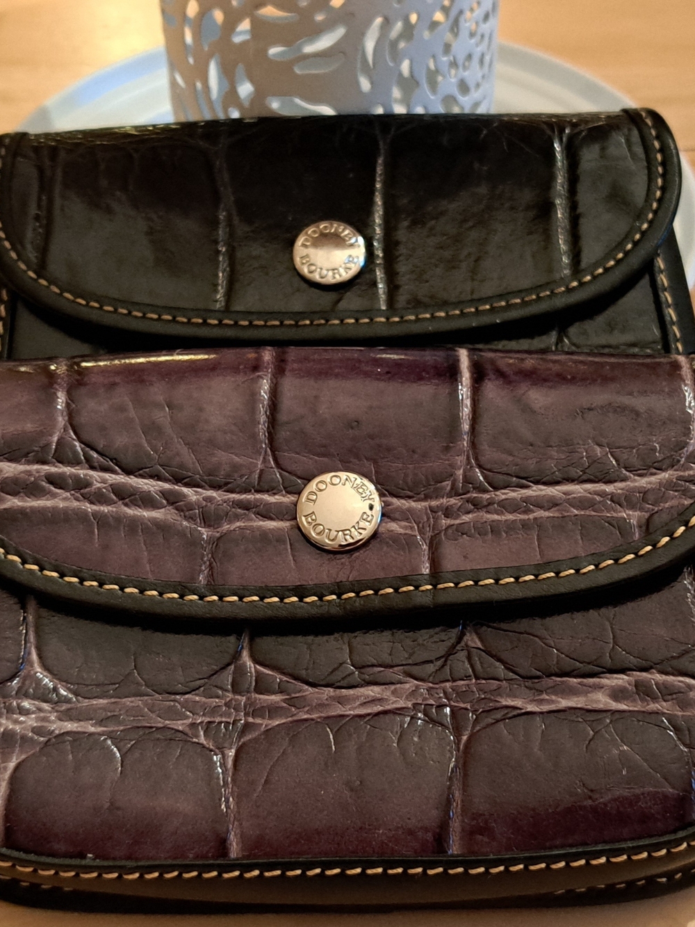 Dooney & Bourke Women's Black And Brown Croc-Embossed Leather Wristlets